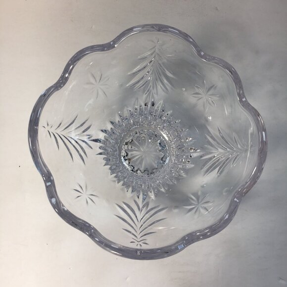 Mikasa Christmas Night Footed Bowl Trees Stars Etching 4" High 6" Diameter - Picture 2 of 7